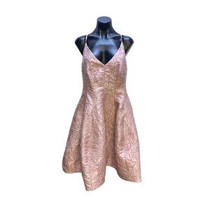 Halston Heritage Pink Textured Jacquard Fit & Flare Dress